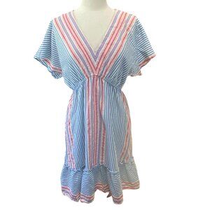Loft Beach Striped Coverup Dress Sz S Cotton Airy Beach Coastal Vacation Resort